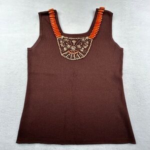 Roxie B. Women Small VINATGE/Y2K custom Beaded Necklace-style Embellishment top